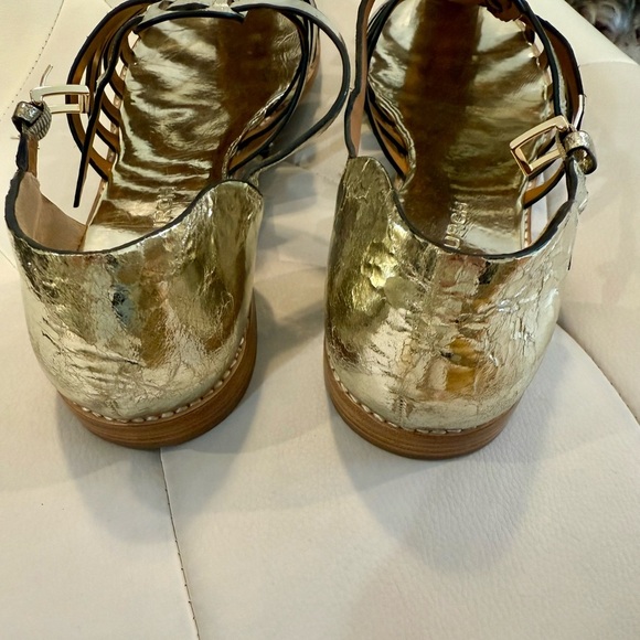 Gold Metallic Gladiator Sandals with Cage Design - Picture 4 of 5